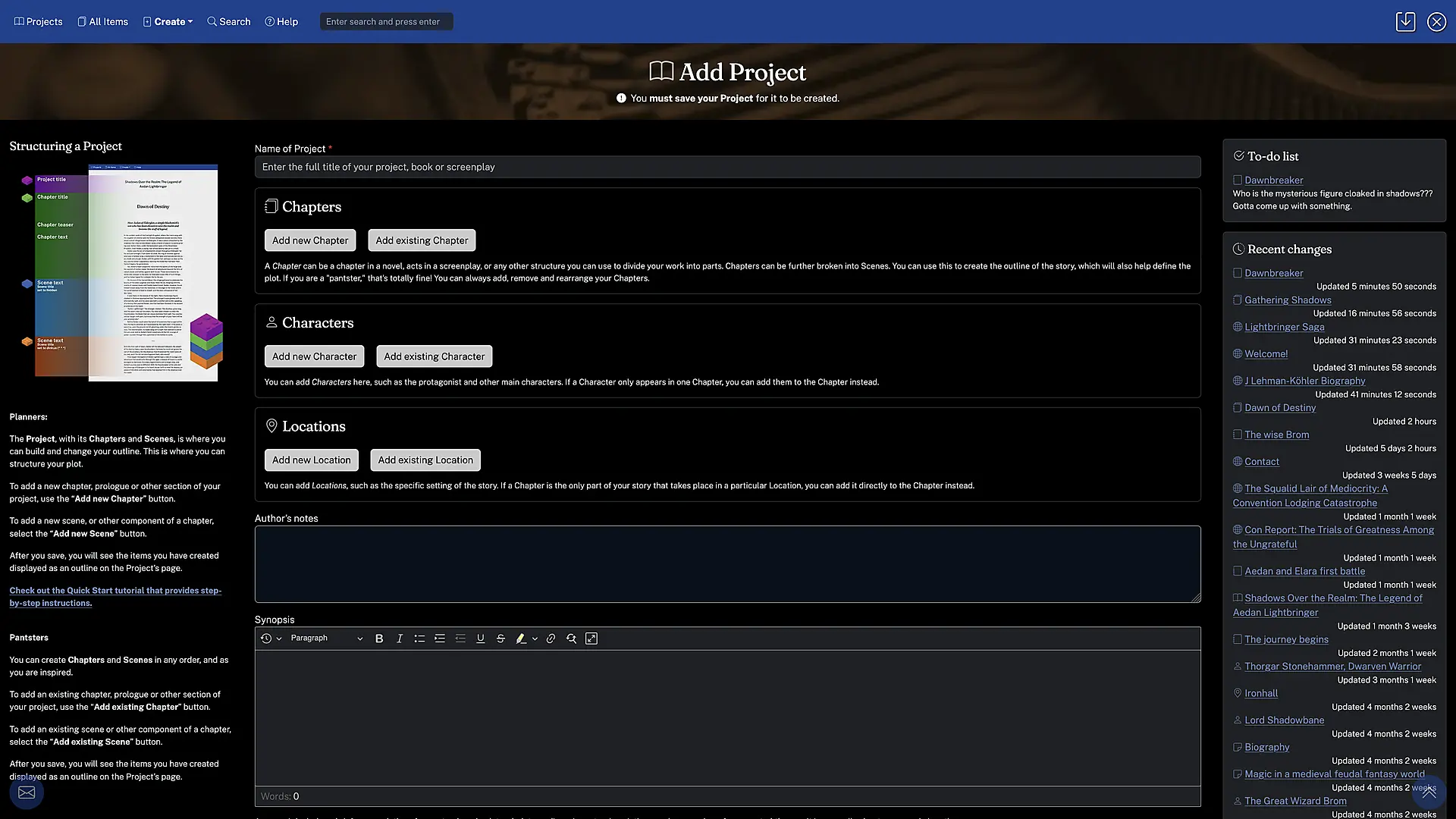 Add project form