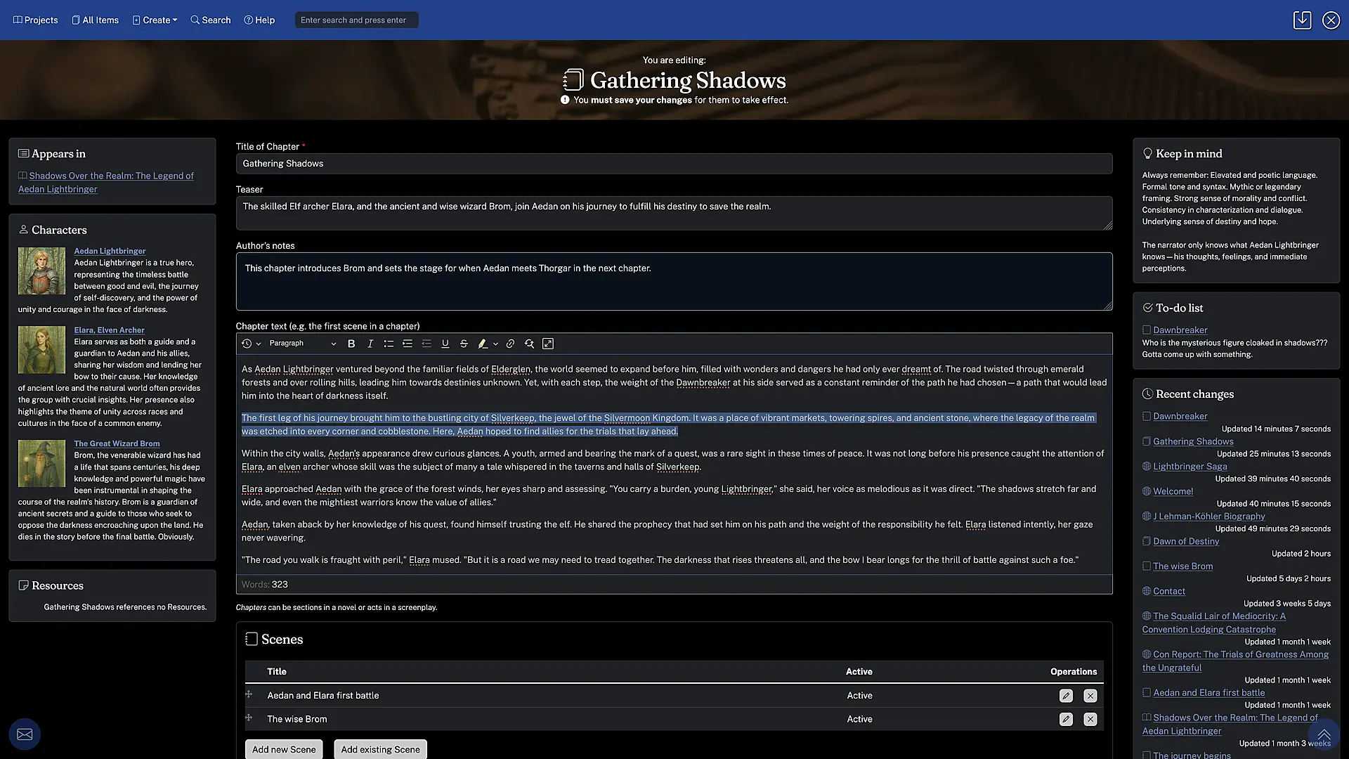 Chapter edit form