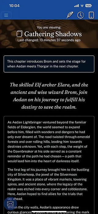 Mobile chapter view