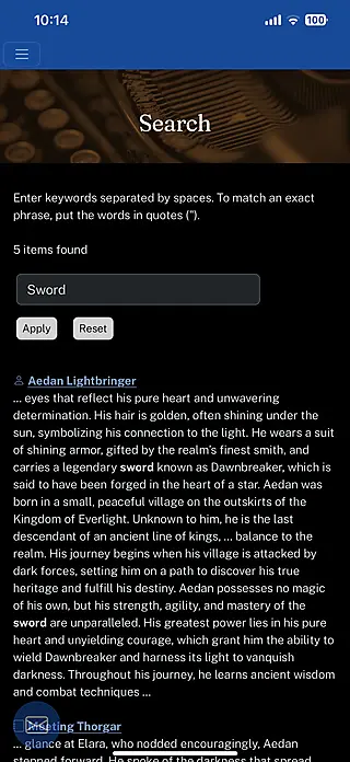 Mobile search results page