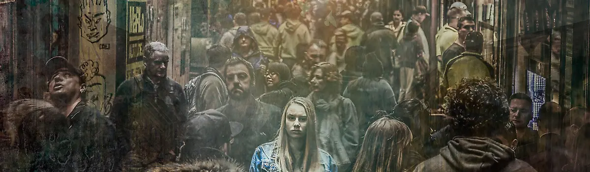 Woman in crowd
