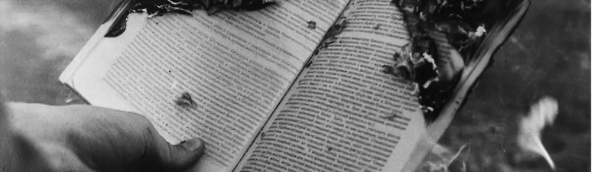 Person holding burning book