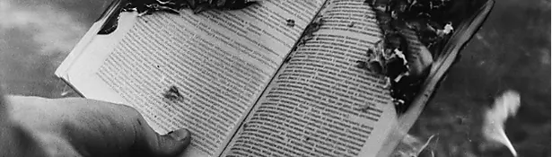 Person holding burning book